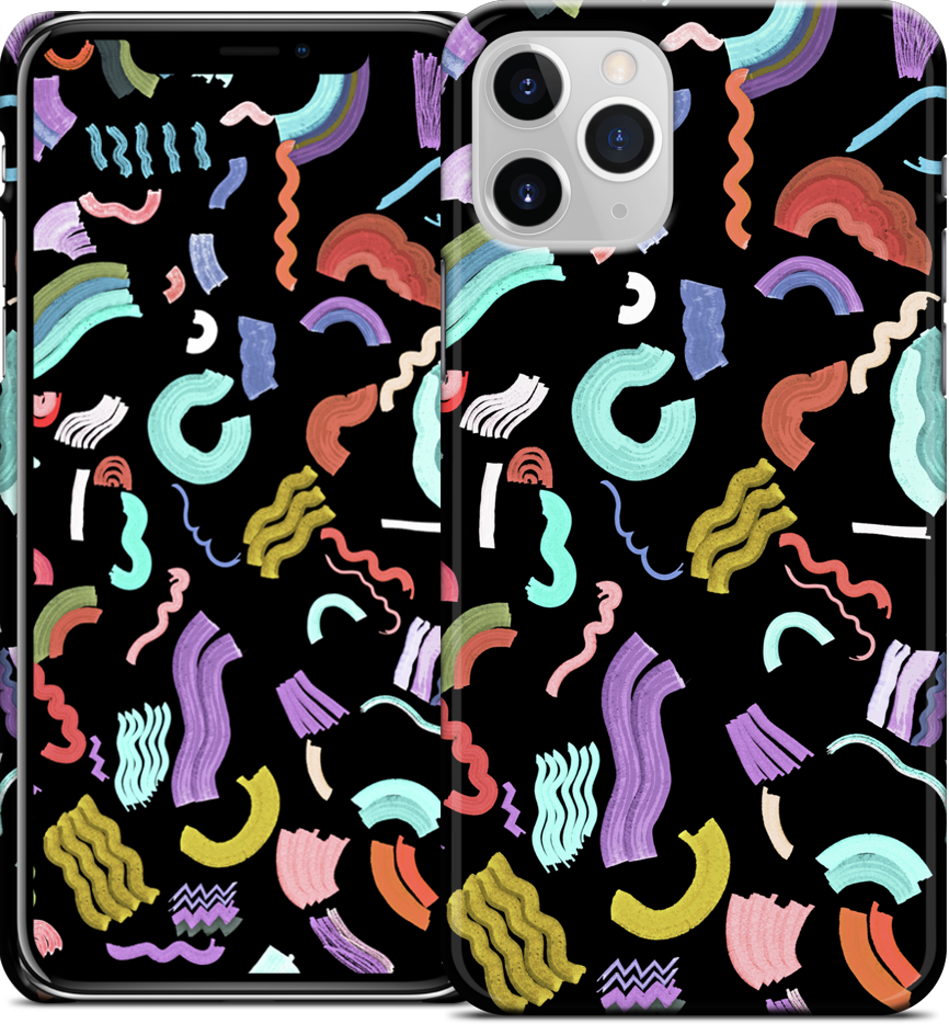 Curly Zigzag Stripes Marker Black iPhone Case