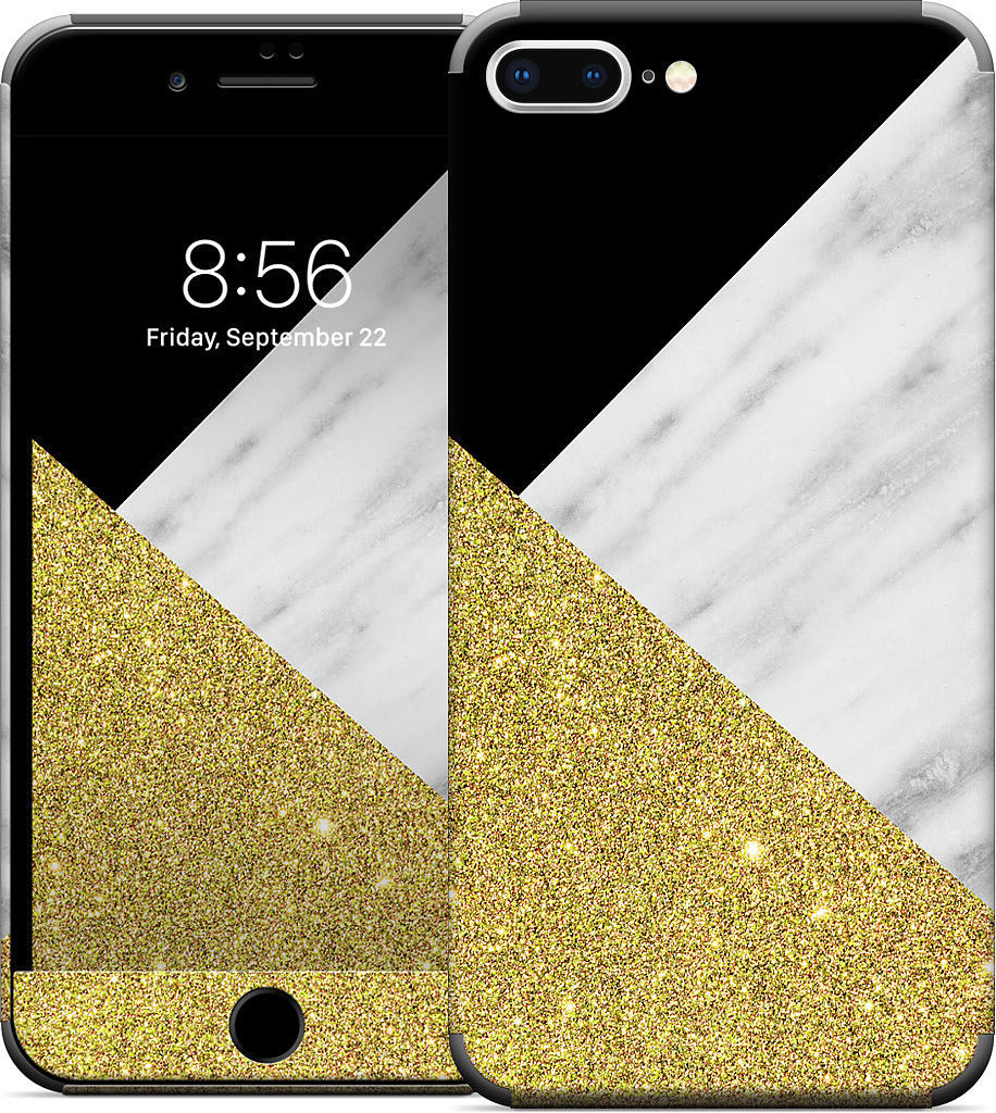 Gold and Real Italian Marble Collage iPhone Skin