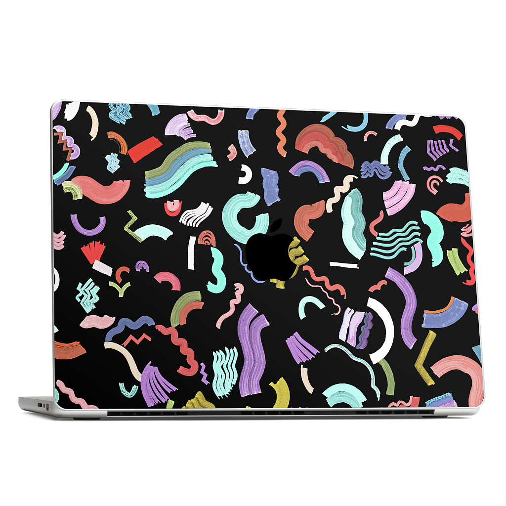 Curly Zigzag Stripes Marker Black MacBook Skin