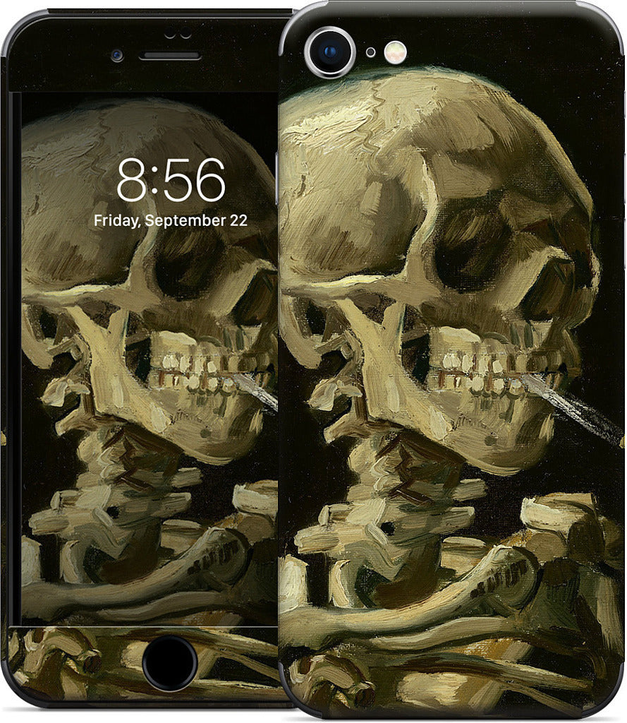 Skull of a Skeleton with Burning Cigarette iPhone Skin