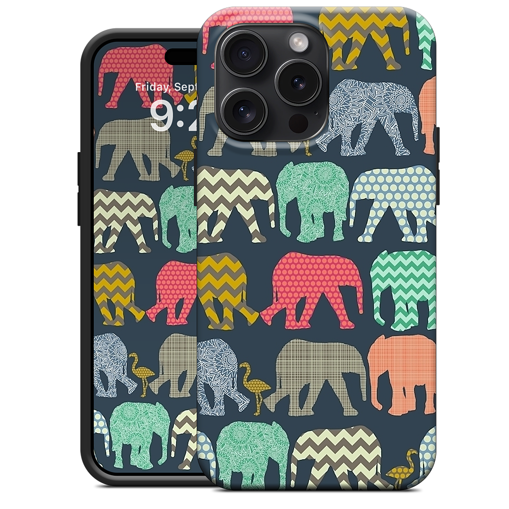 baby elephants and flamingos iPhone Case