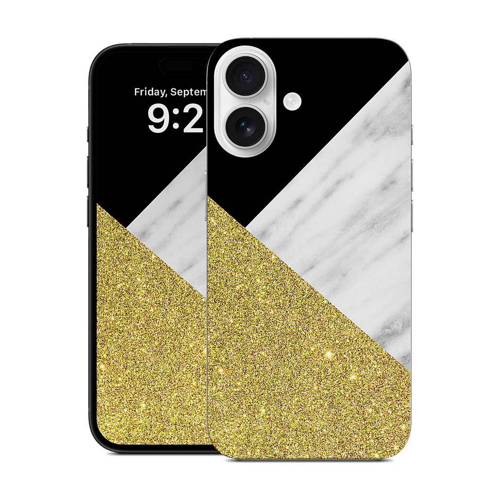 Gold and Real Italian Marble Collage iPhone Skin