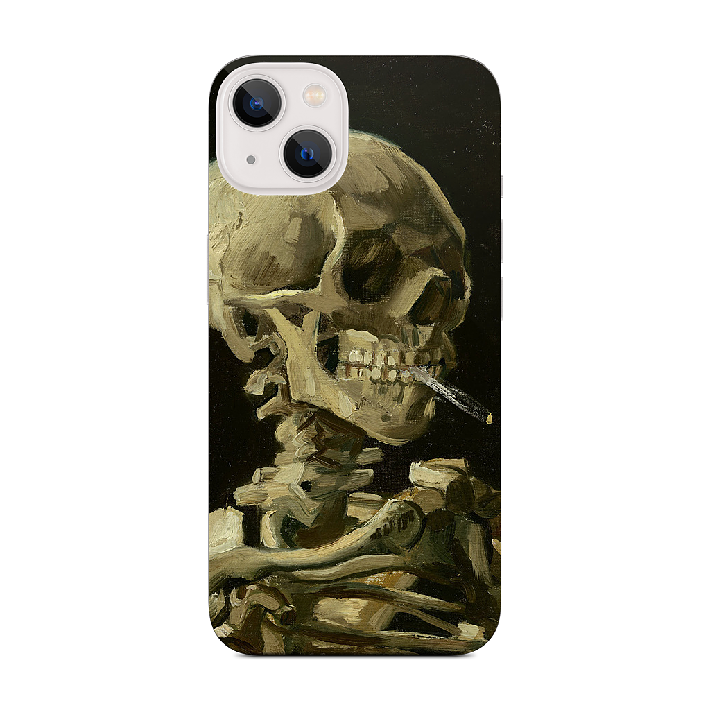 Skull of a Skeleton with Burning Cigarette iPhone Skin