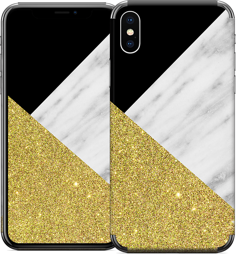 Gold and Real Italian Marble Collage iPhone Skin