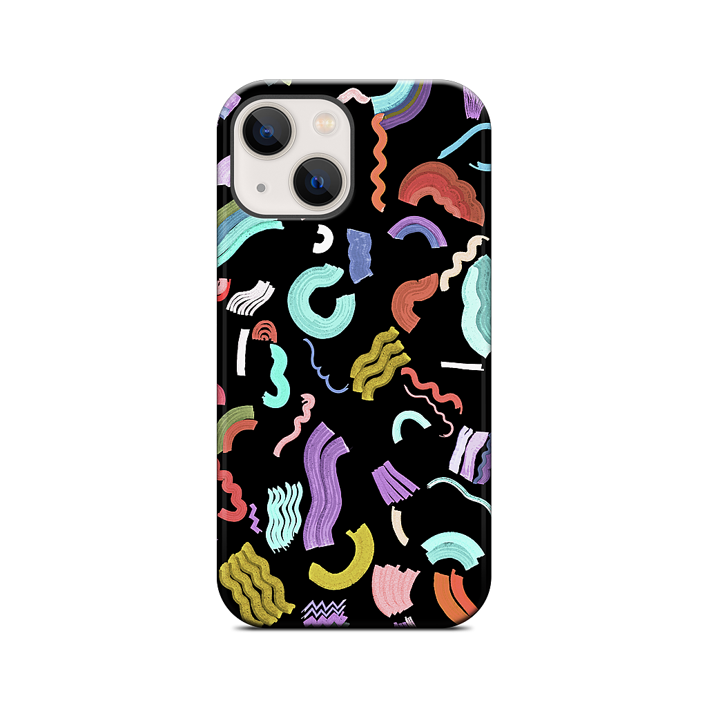 Curly Zigzag Stripes Marker Black iPhone Case
