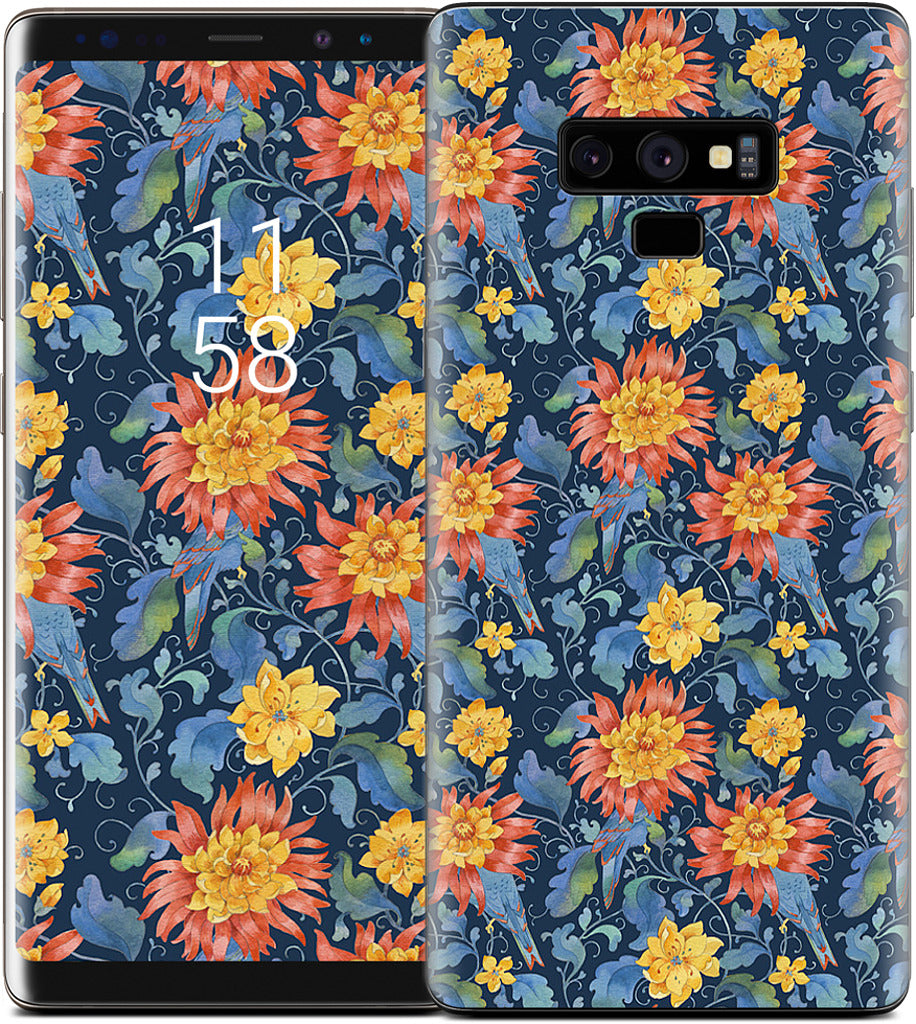 Blue Bird Pattern Samsung Skin