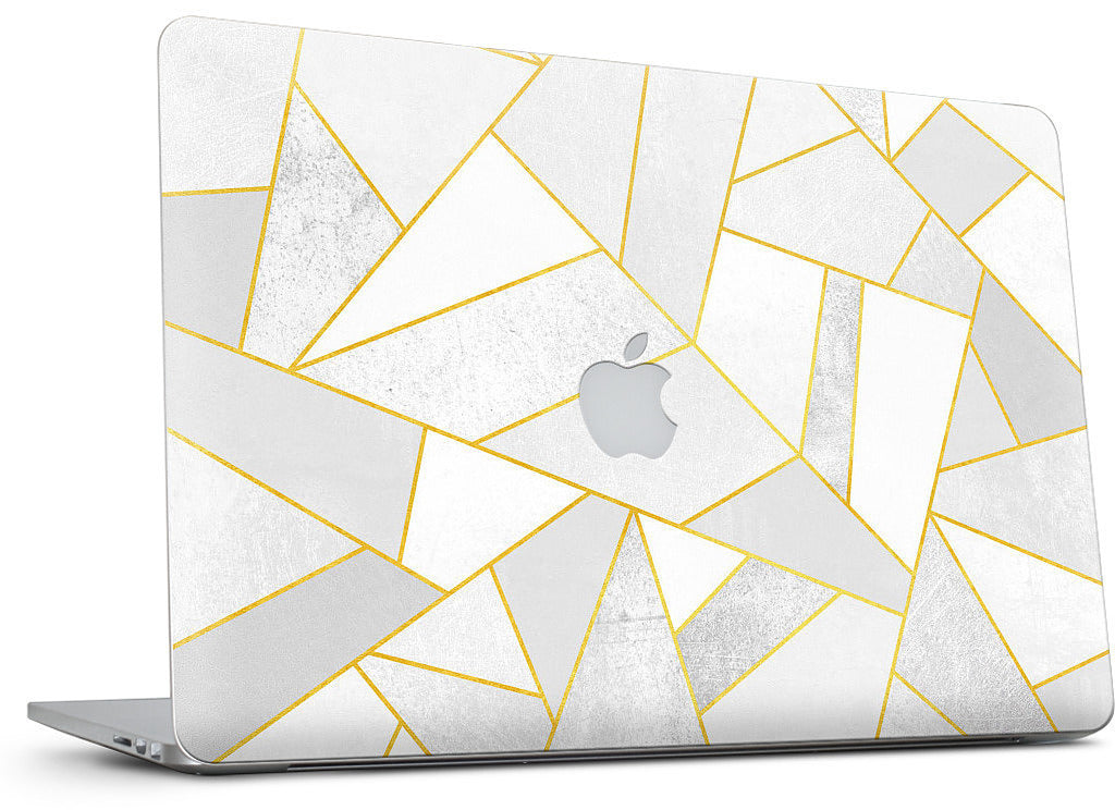White Stone / Golden Lines MacBook Skin
