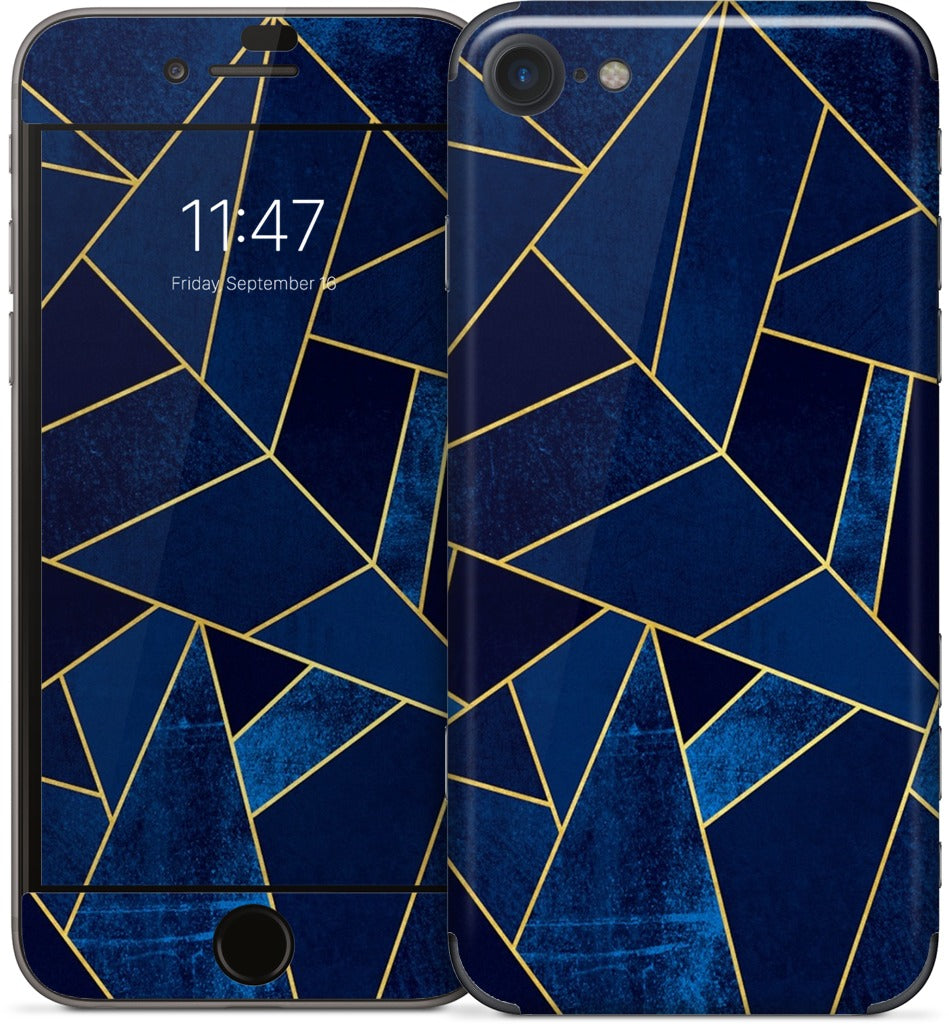 Blue Stone / Gold Lines iPhone Skin