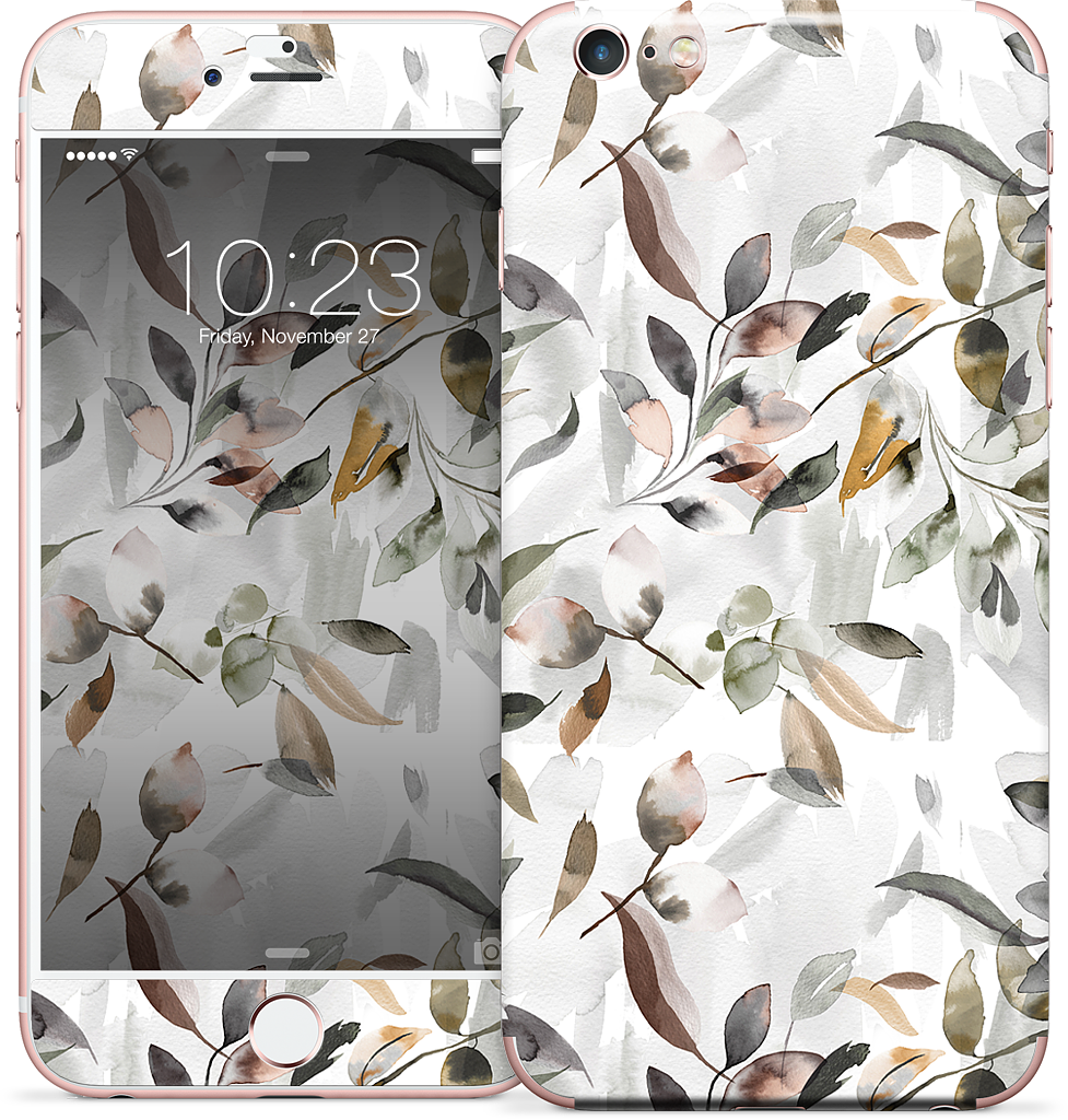 Watercolor Leaves Green iPhone Skin