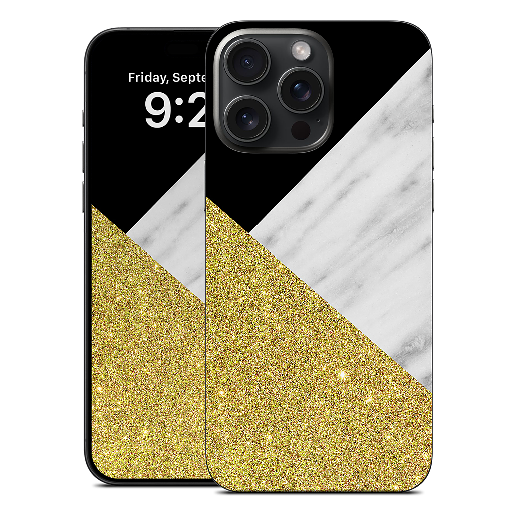 Gold and Real Italian Marble Collage iPhone Skin