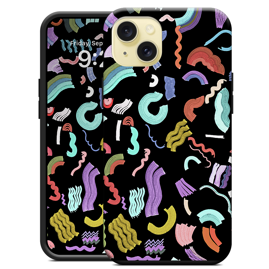 Curly Zigzag Stripes Marker Black iPhone Case