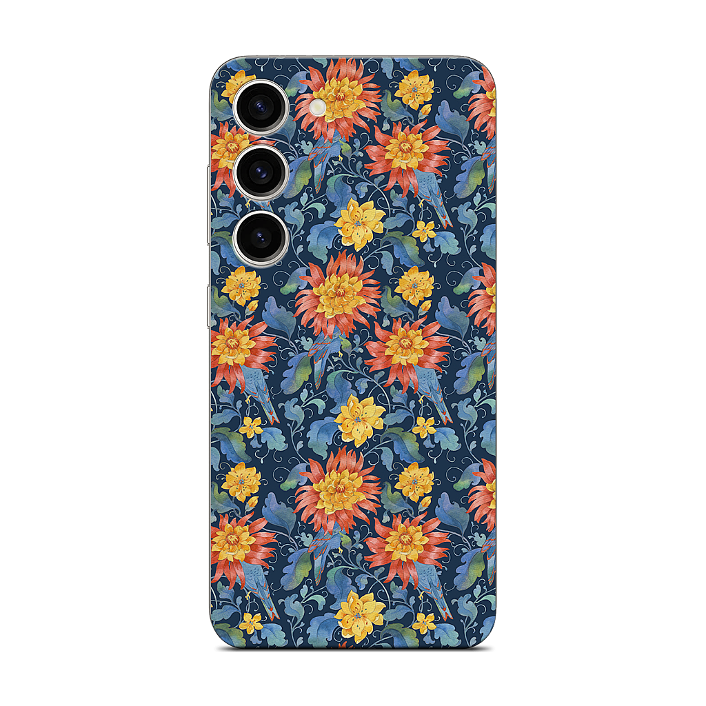 Blue Bird Pattern Samsung Skin