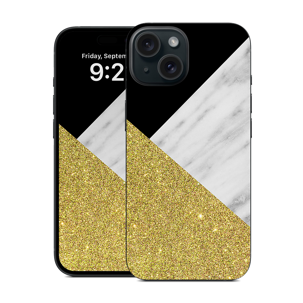 Gold and Real Italian Marble Collage iPhone Skin