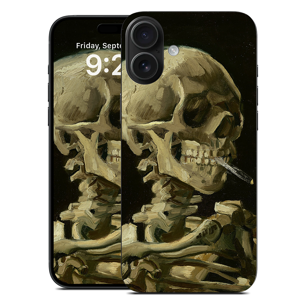 Skull of a Skeleton with Burning Cigarette iPhone Skin