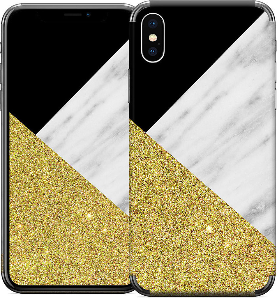 Gold and Real Italian Marble Collage iPhone Skin