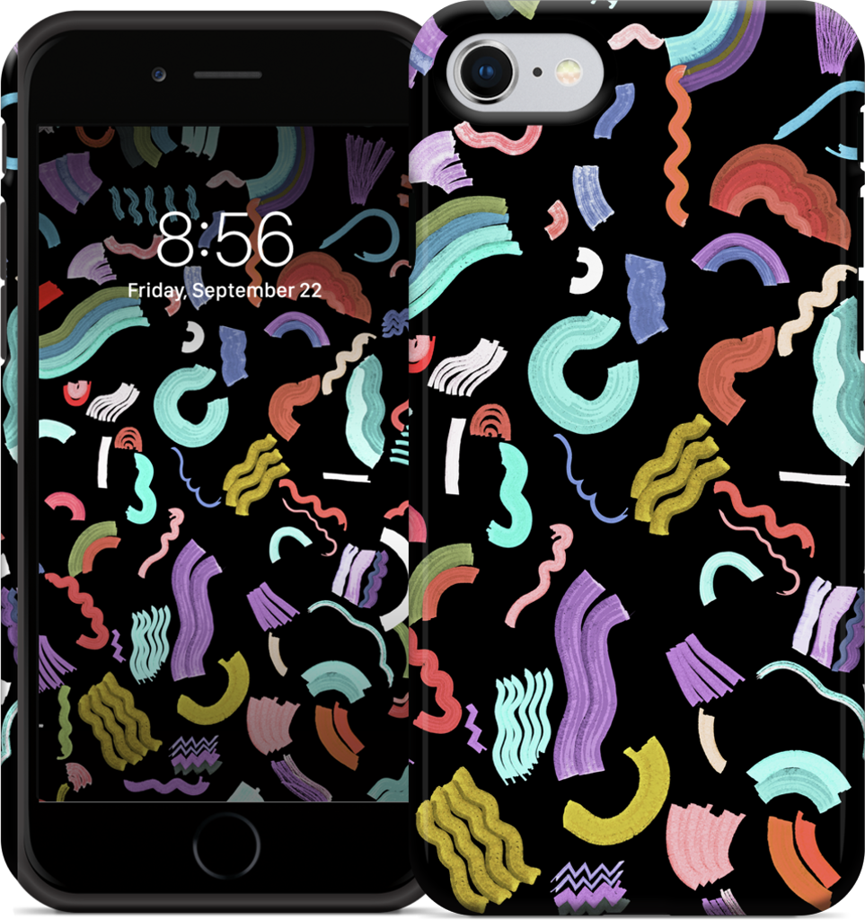 Curly Zigzag Stripes Marker Black iPhone Case