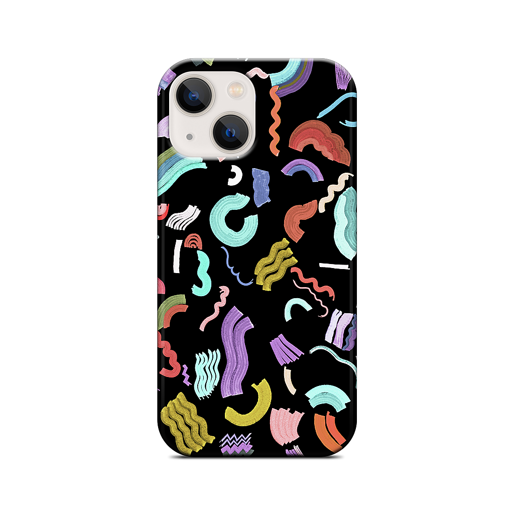 Curly Zigzag Stripes Marker Black iPhone Case
