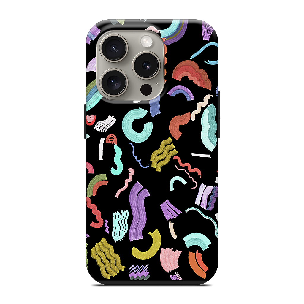 Curly Zigzag Stripes Marker Black iPhone Case