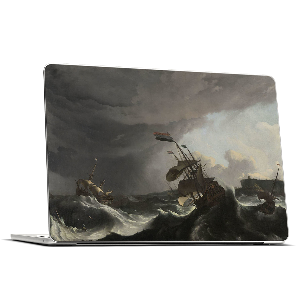 Warships During a Storm MacBook Skin