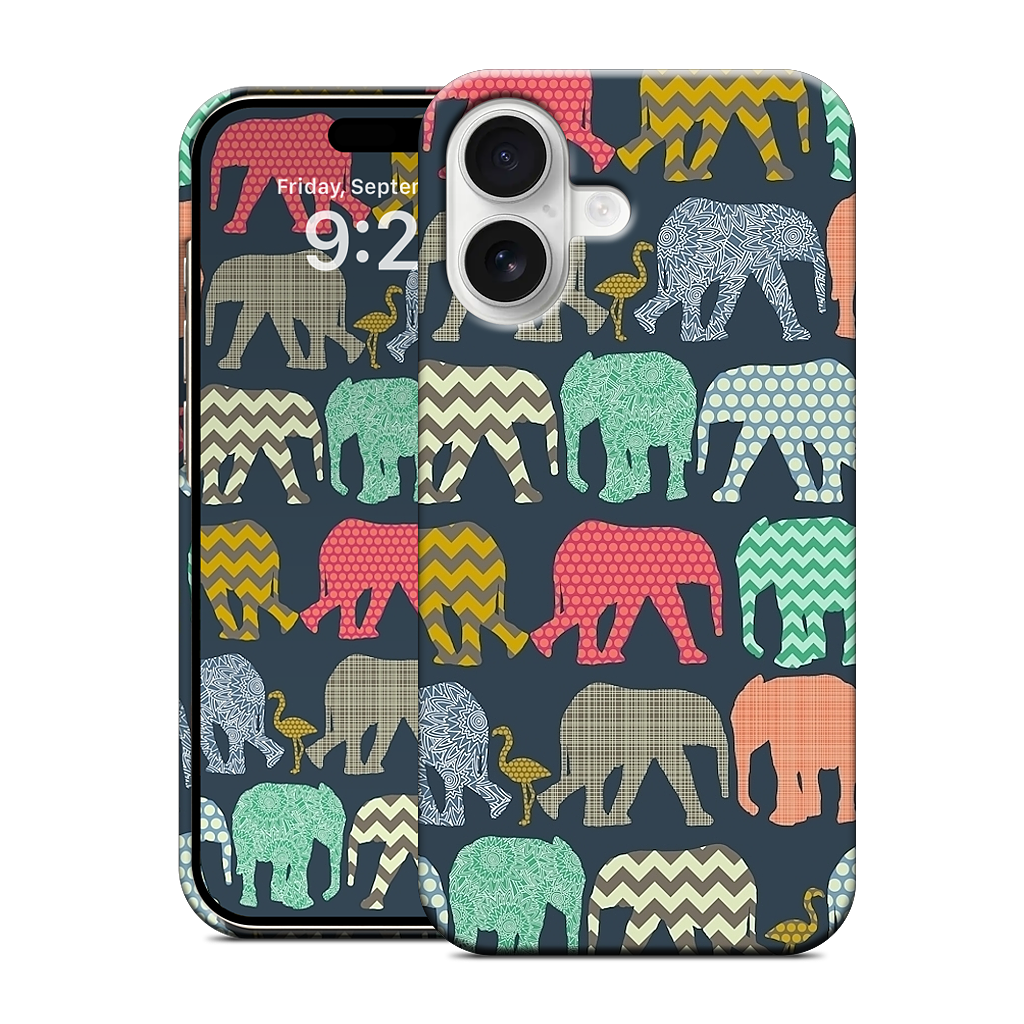 baby elephants and flamingos iPhone Case