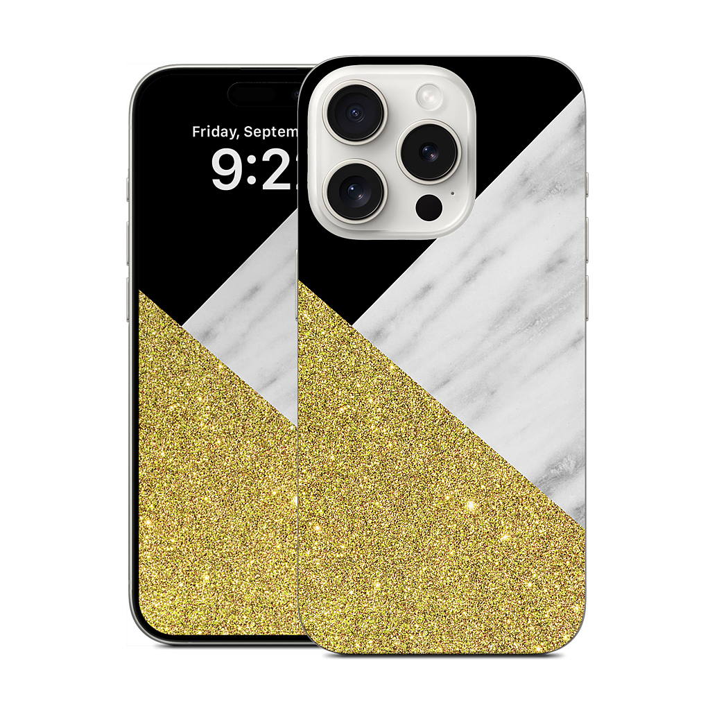 Gold and Real Italian Marble Collage iPhone Skin