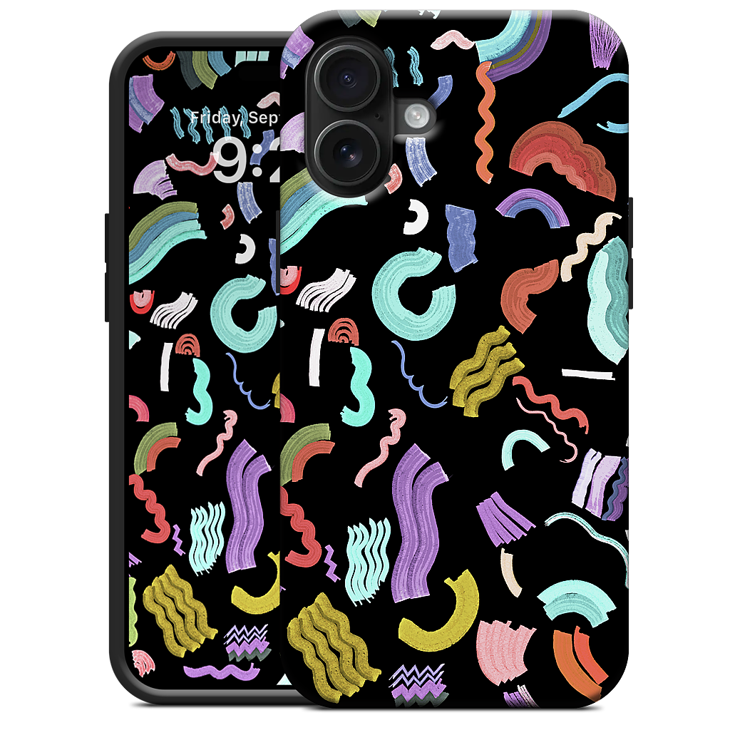 Curly Zigzag Stripes Marker Black iPhone Case