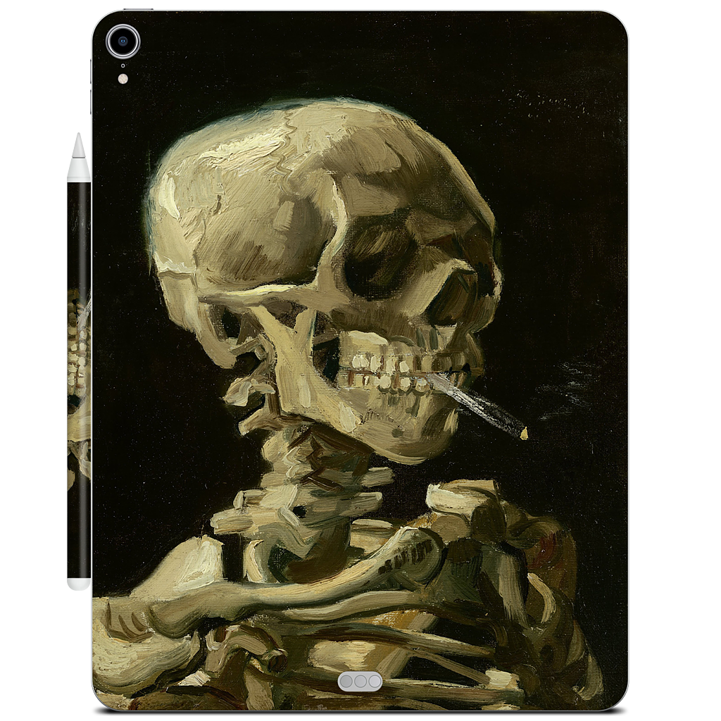 Skull of a Skeleton with Burning Cigarette iPad Skin