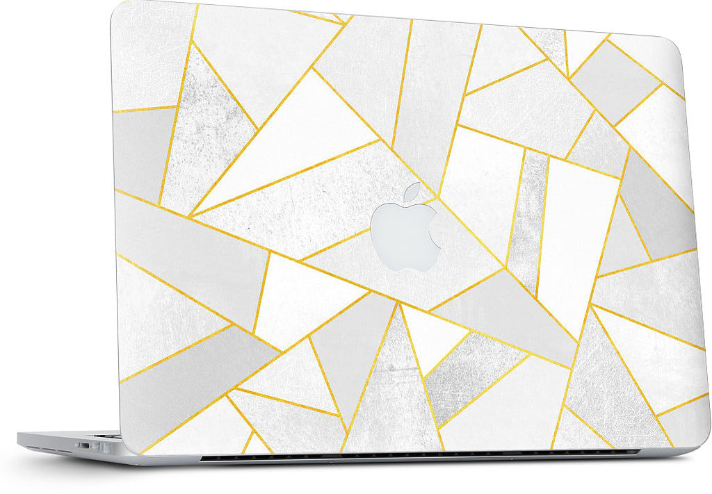 White Stone / Golden Lines MacBook Skin