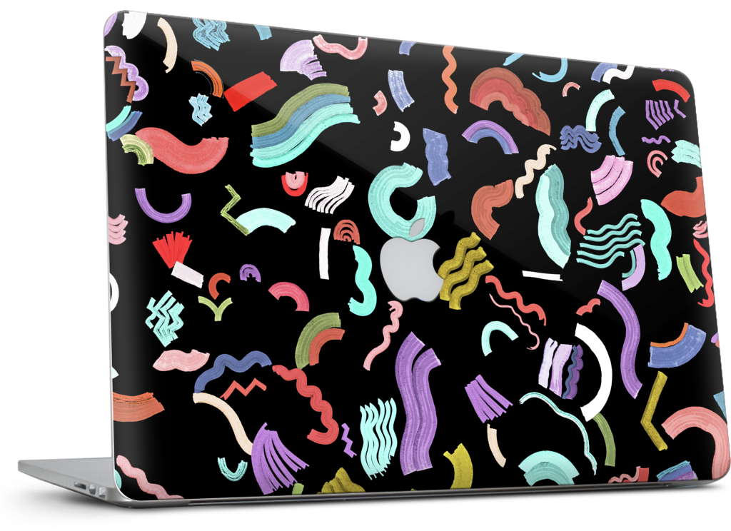 Curly Zigzag Stripes Marker Black MacBook Skin