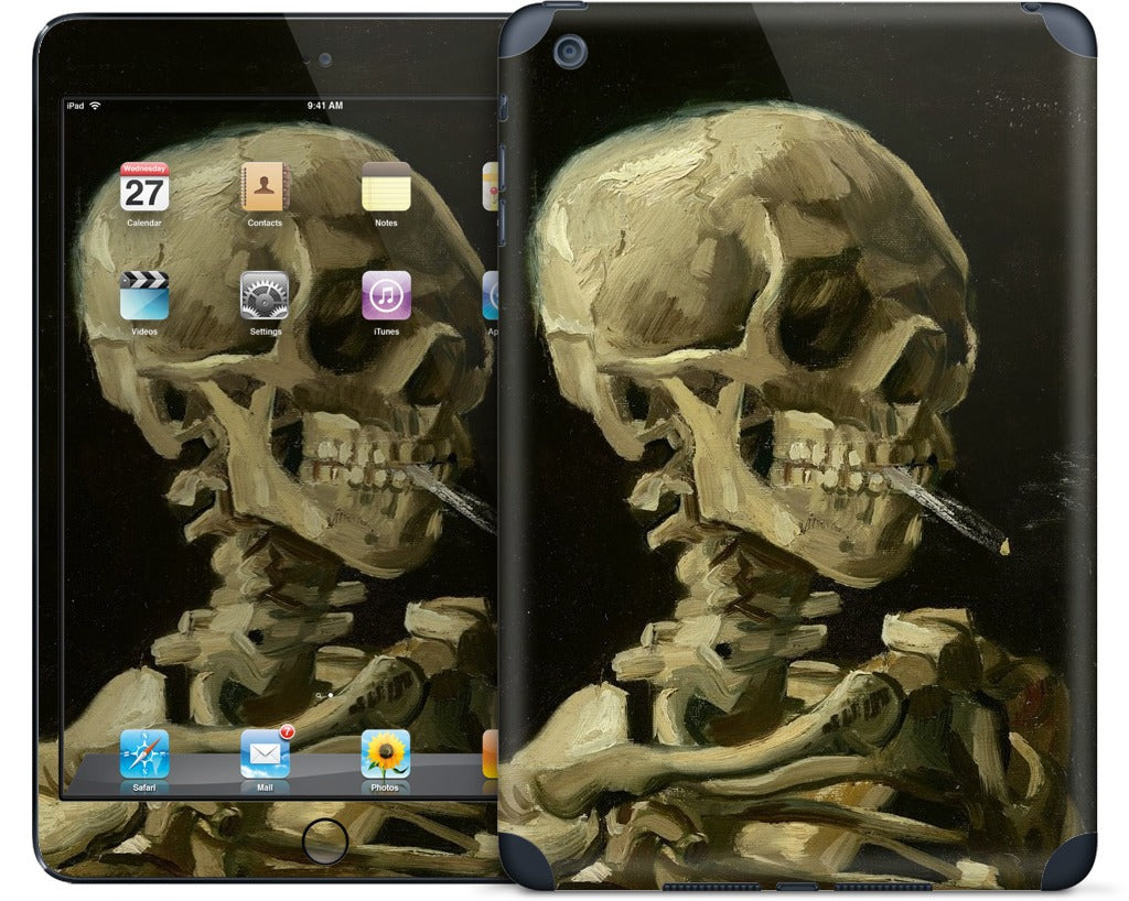 Skull of a Skeleton with Burning Cigarette iPad Skin