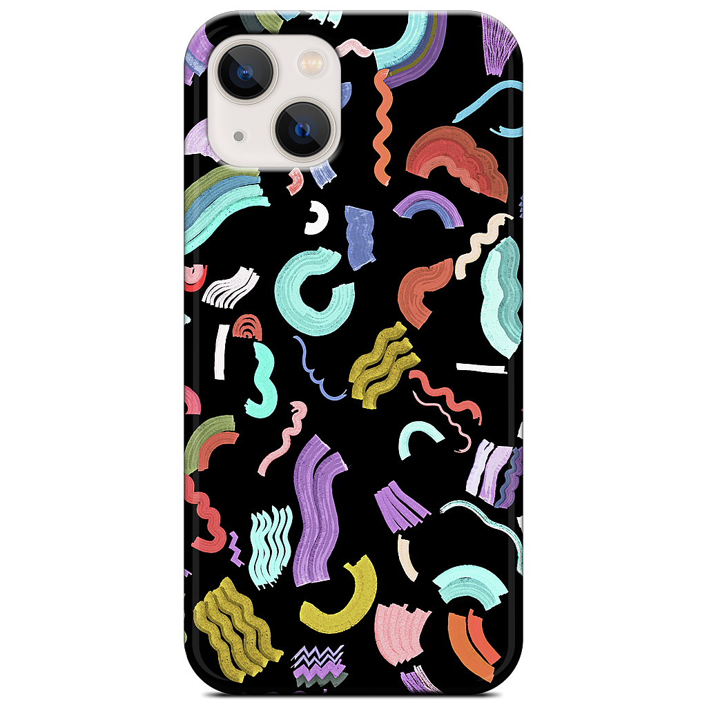 Curly Zigzag Stripes Marker Black iPhone Case