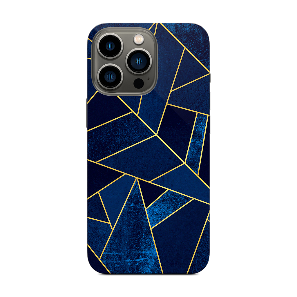 Blue Stone / Gold Lines iPhone Skin