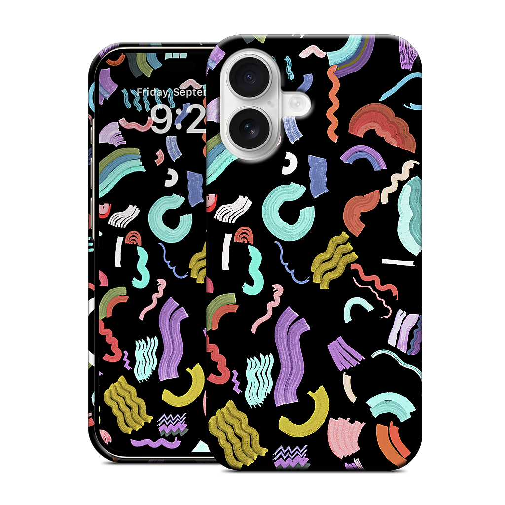 Curly Zigzag Stripes Marker Black iPhone Case