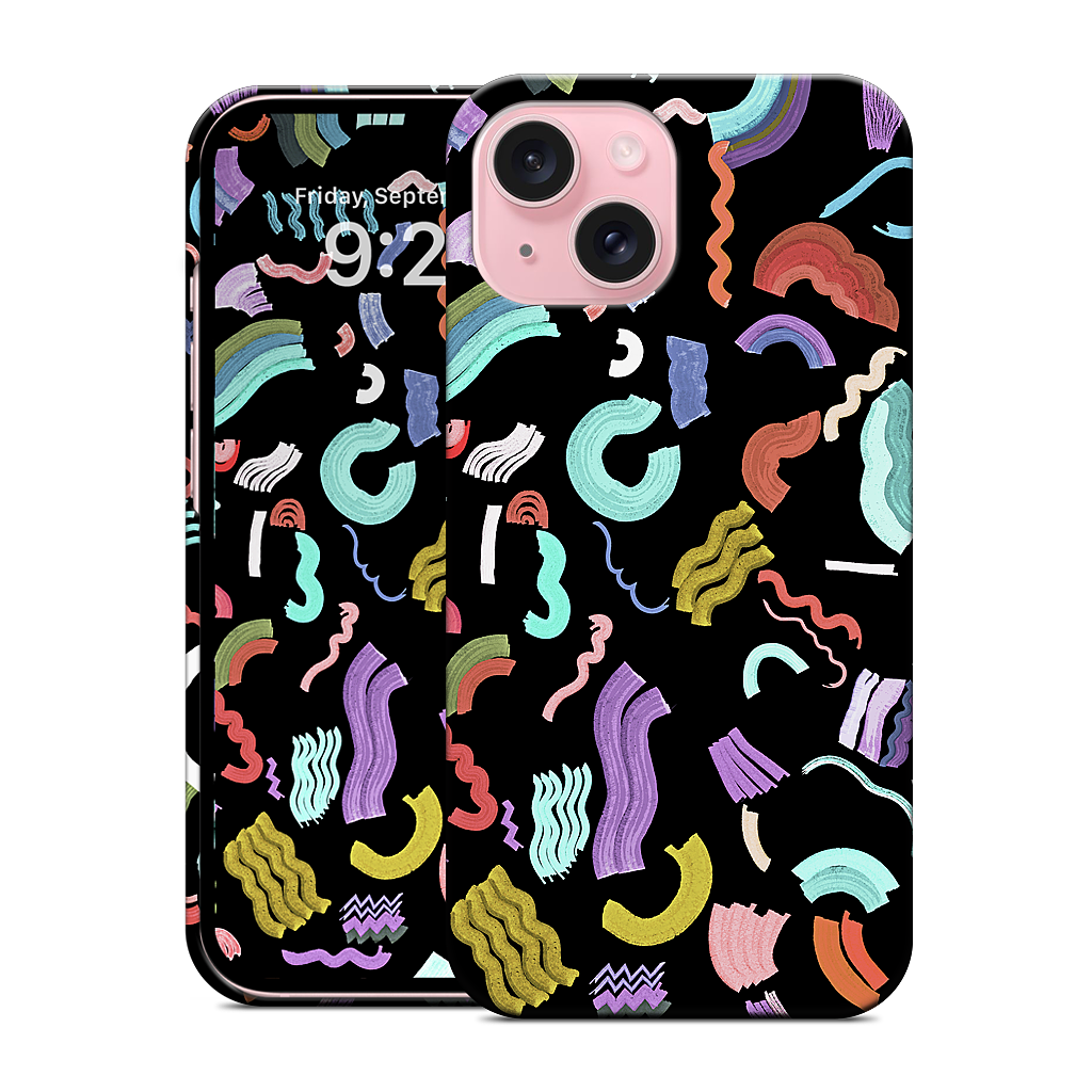 Curly Zigzag Stripes Marker Black iPhone Case