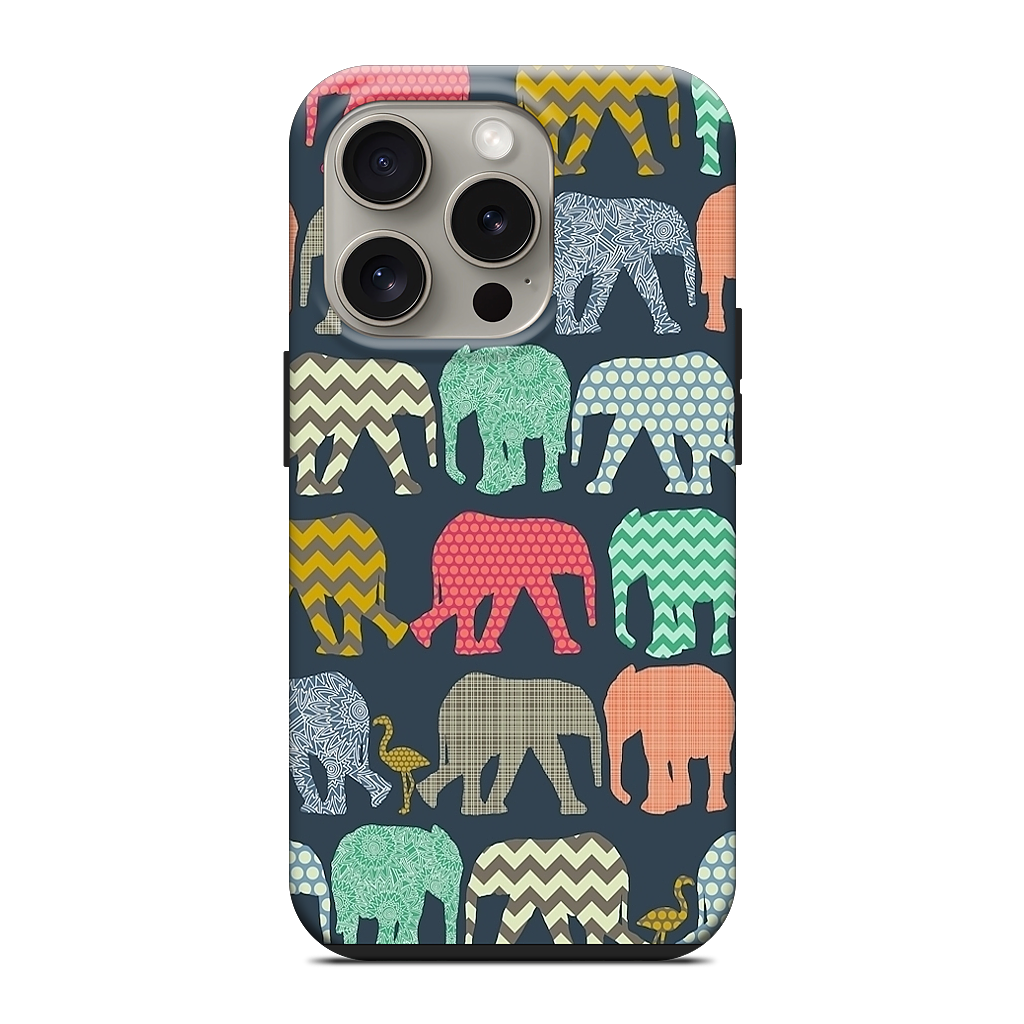 baby elephants and flamingos iPhone Case