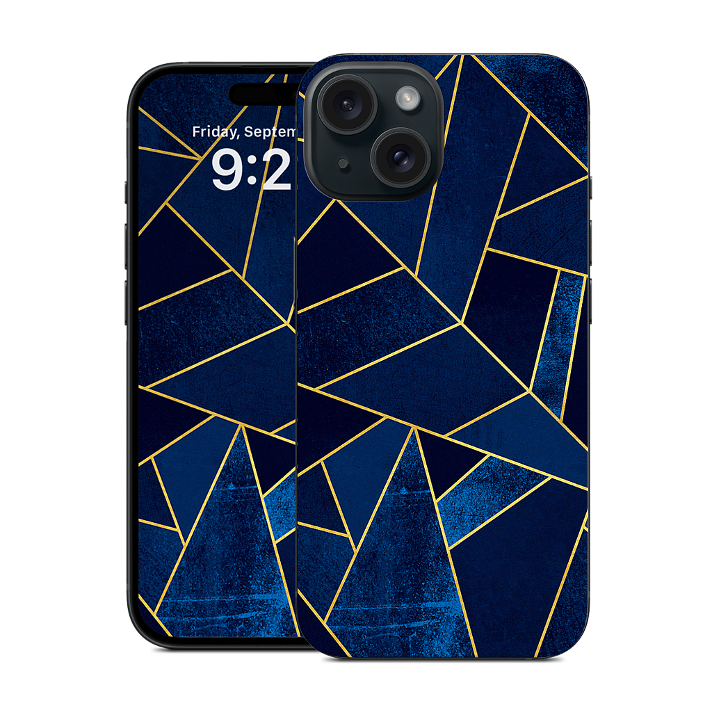 Blue Stone / Gold Lines iPhone Skin