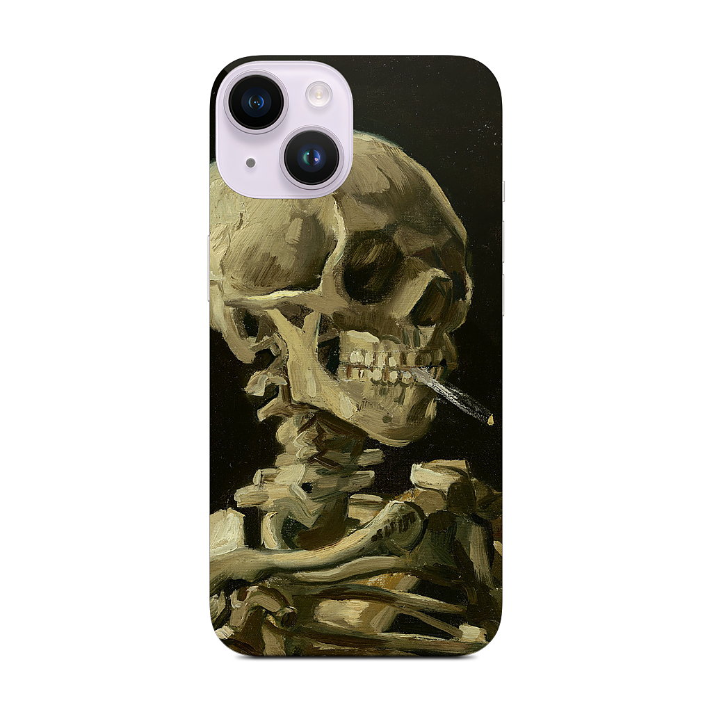 Skull of a Skeleton with Burning Cigarette iPhone Skin