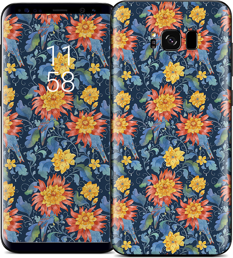 Blue Bird Pattern Samsung Skin