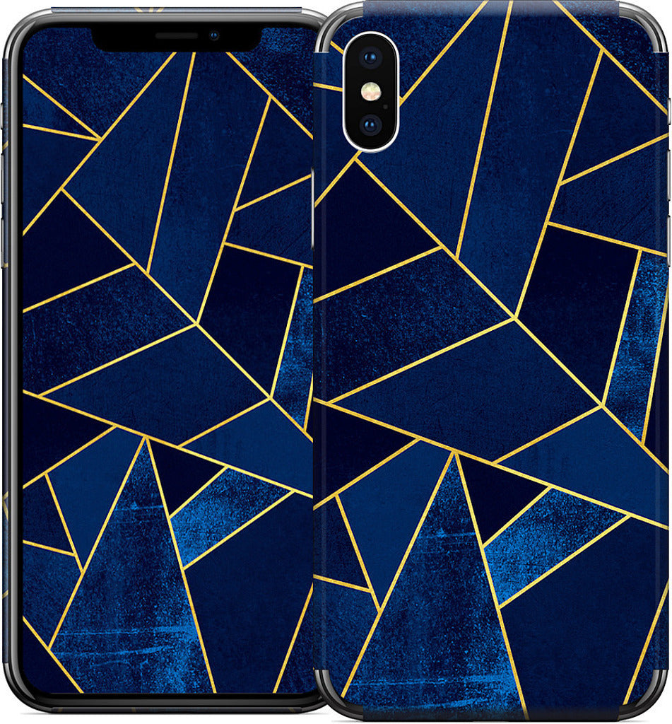 Blue Stone / Gold Lines iPhone Skin