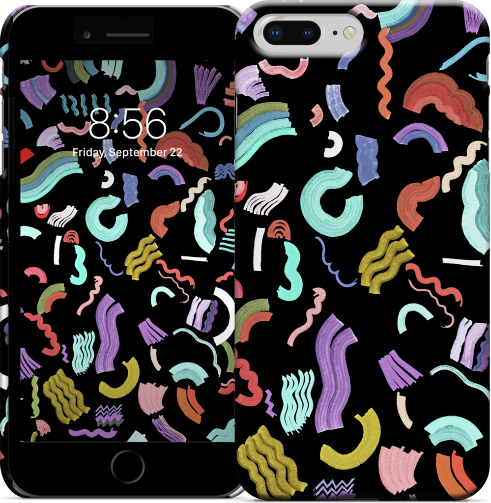 Curly Zigzag Stripes Marker Black iPhone Case