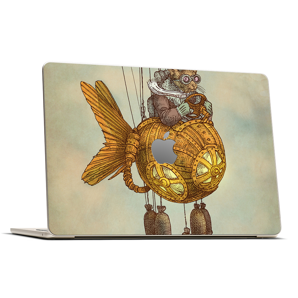 Around The World In A GoldfishFlyer MacBook Skin