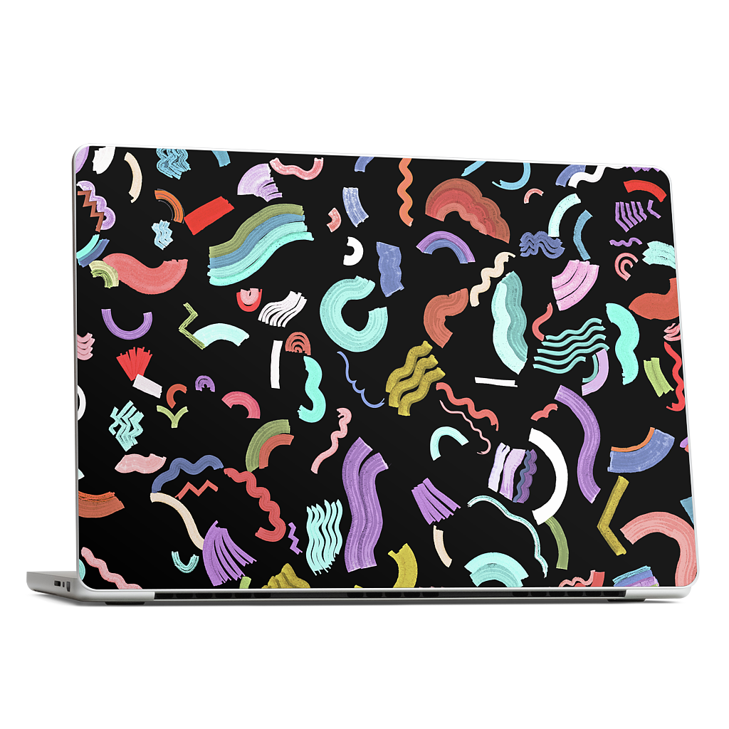 Curly Zigzag Stripes Marker Black MacBook Skin