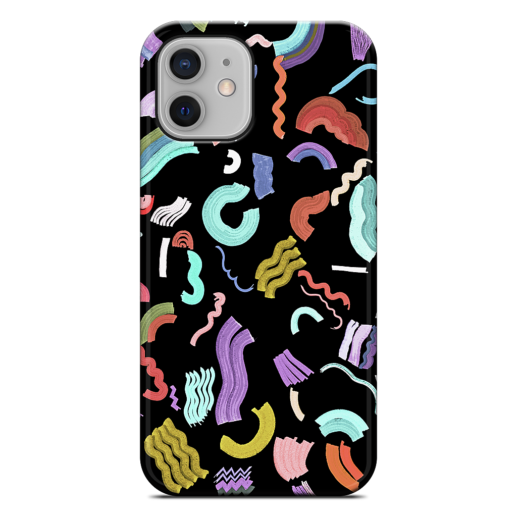 Curly Zigzag Stripes Marker Black iPhone Case