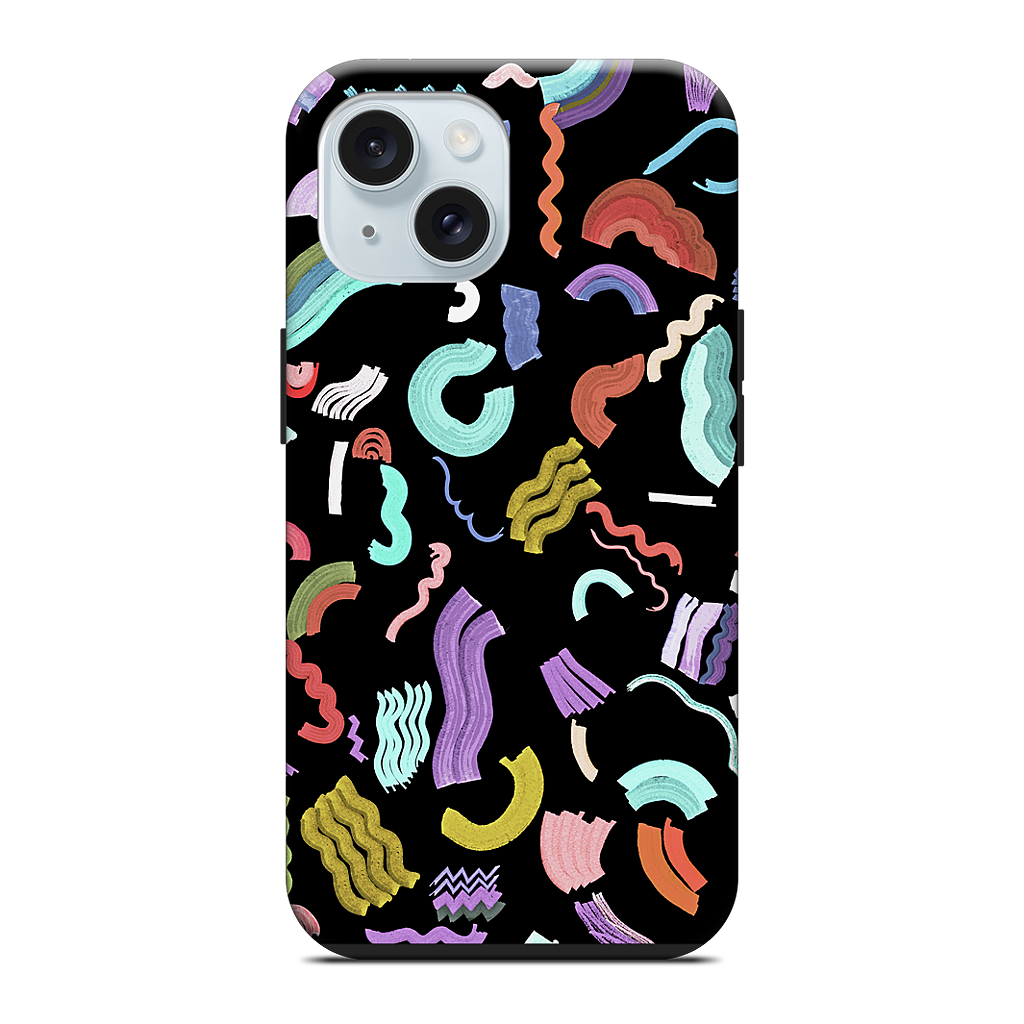 Curly Zigzag Stripes Marker Black iPhone Case