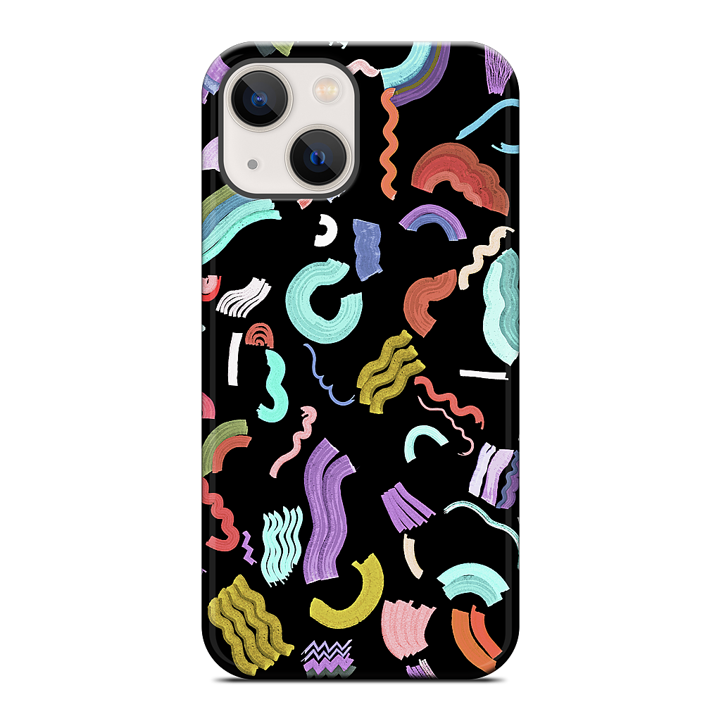 Curly Zigzag Stripes Marker Black iPhone Case