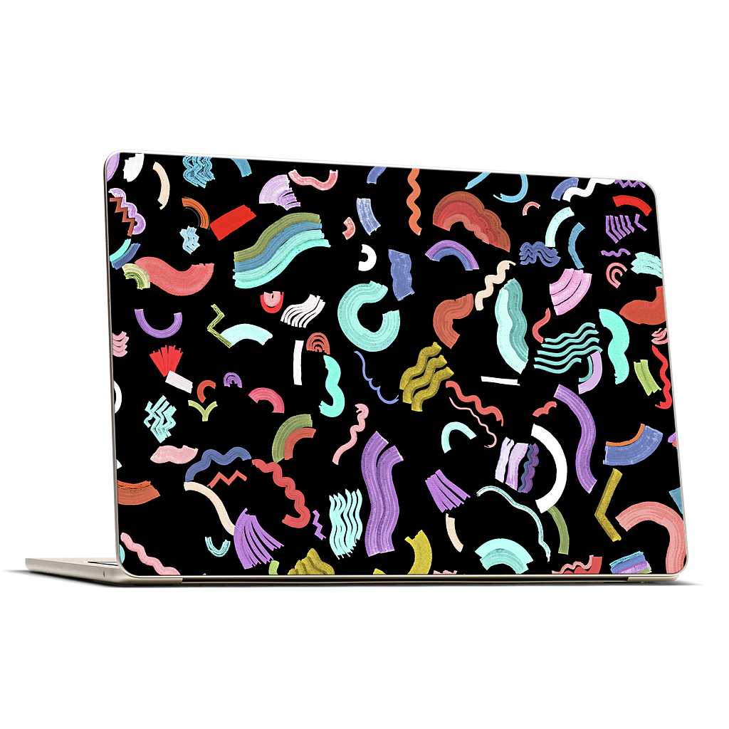 Curly Zigzag Stripes Marker Black MacBook Skin