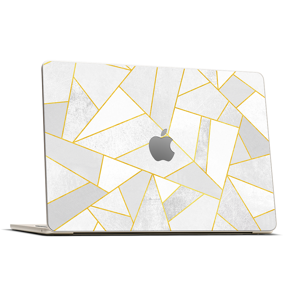 White Stone / Golden Lines MacBook Skin