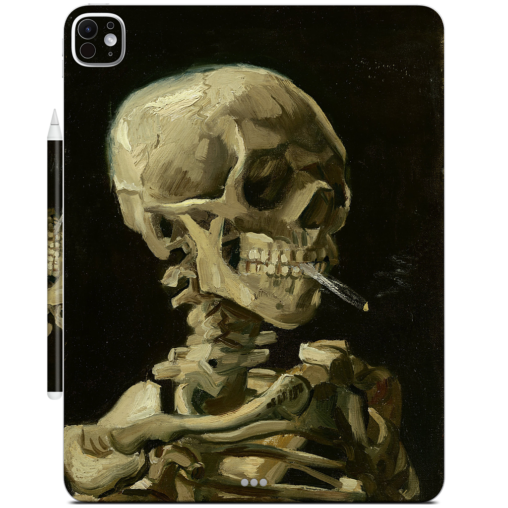 Skull of a Skeleton with Burning Cigarette iPad Skin