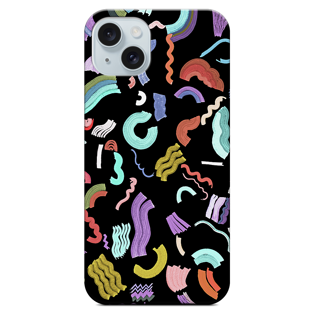 Curly Zigzag Stripes Marker Black iPhone Case