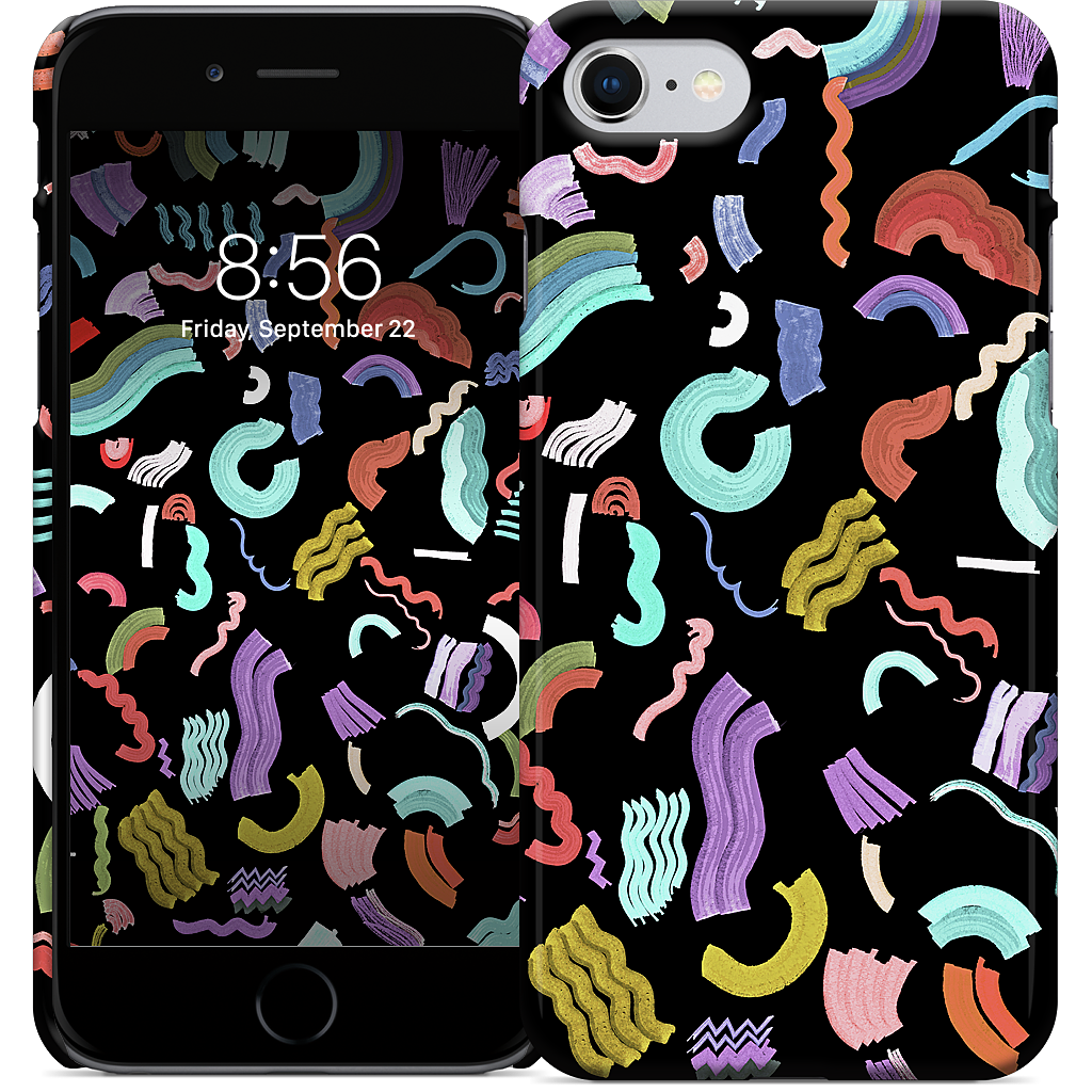 Curly Zigzag Stripes Marker Black iPhone Case